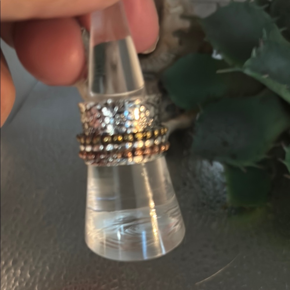 Size 7 Tri-Color Spinner Ring for fidgeting 925 very cool
